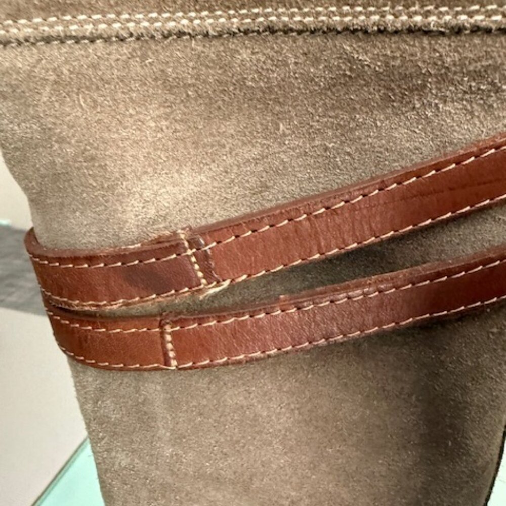 Frye Jane Tall Suede Strappy Harness Boots Women’s 7 Beige/Taupe Slouchy Western - Picture 6 of 16